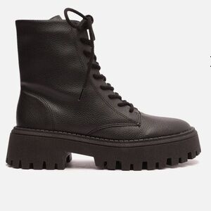 Arezzo | Women's Maya Lug Sole Chunky Boots, Black (Size 6.5M)